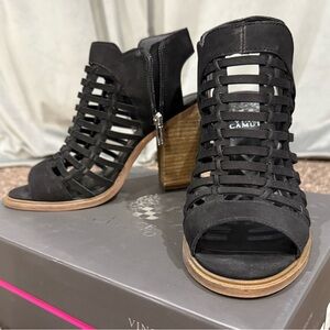 Vince Camuto Black Caged Heels